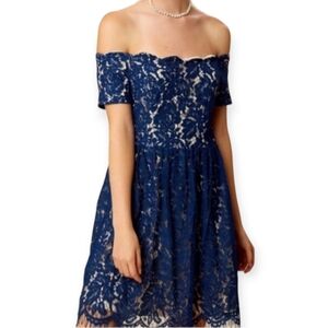 Altar'd State Off Shoulder Blue Lace Size Medium